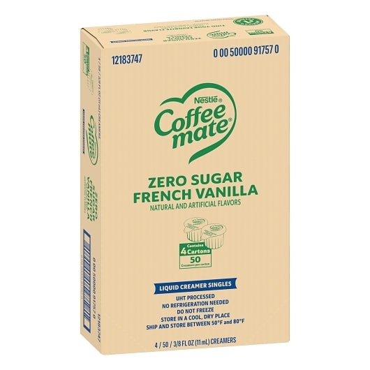NESTLE COFFEE-MATE Coffee Zero Sugar French Vanilla Single Serve Liquid Creamer, 4 x 18.7 fl oz Case - DOT product image 6