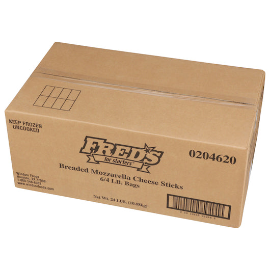 Fred's 3 1/4 Inch Breaded Mozzarella Cheese Sticks, 6 x 4 lb Case - DOT product image 3