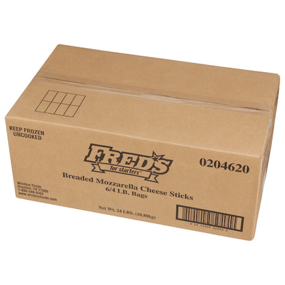Fred's 3 1/4 Inch Breaded Mozzarella Cheese Sticks, 6 x 4 lb Case - DOT product image 3