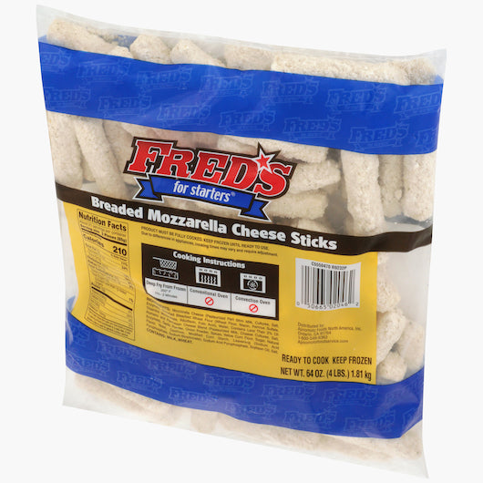 Fred's 3 1/4 Inch Breaded Mozzarella Cheese Sticks, 6 x 4 lb Case - DOT product image 2