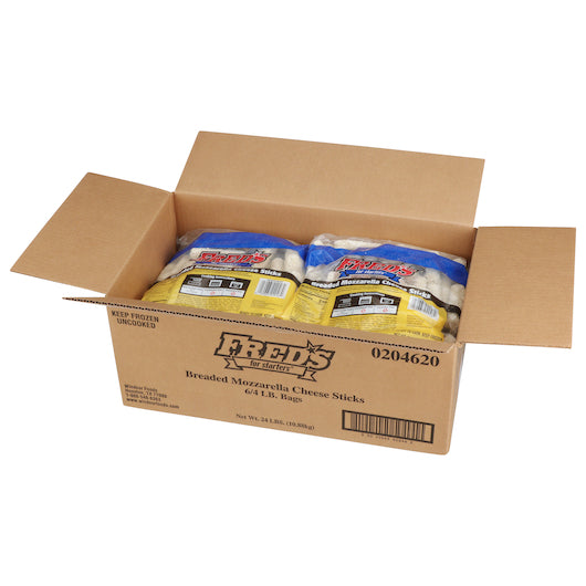 Fred's 3 1/4 Inch Breaded Mozzarella Cheese Sticks, 6 x 4 lb Case - DOT product image 5