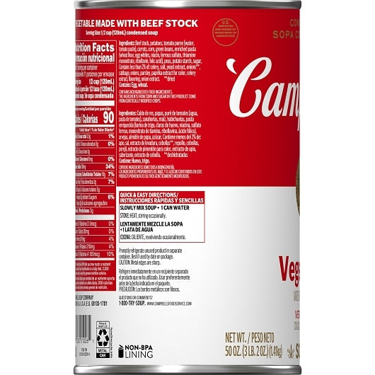 Campbell's Classic Vegetable Condensed Shelf Stable Soup, 12 x 50 oz Case - DOT product image 4