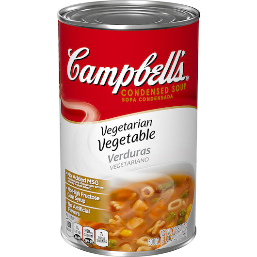 Campbell's Classic Vegetarian Vegetable Alphabet Condensed Shelf Stable Soup, 12 x 50 oz Case - Prepared Foods