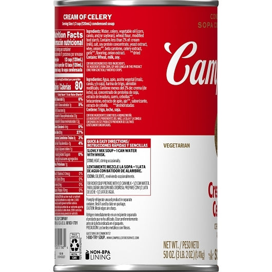 Campbells Condensed Cream Classic Cream Of Celery Condensed Shelf Stable Soup, 12 x 50 oz Case - DOT product image 5