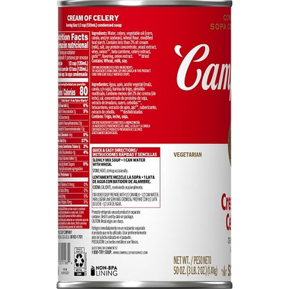 Campbells Condensed Cream Classic Cream Of Celery Condensed Shelf Stable Soup, 12 x 50 oz Case - DOT product image 5