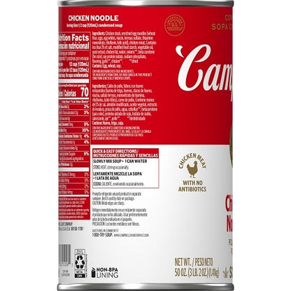 Campbells Chic Noodle Classic Chicken Noodle Condensed Shelf Stable Soup, 12 x 50 oz Case - DOT product image 6