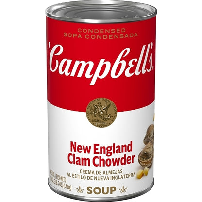 Campbell's Classic New England Clam Chowder Condensed Soup, 12 x 50 oz Case - Prepared Foods