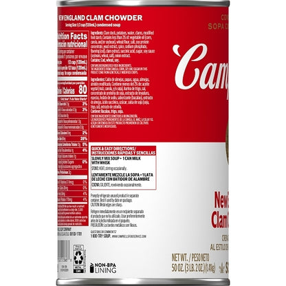 Campbells Condensed New Classic New England Clam Chowder Condensed Soup, 12 x 50 oz Case - DOT product image 4