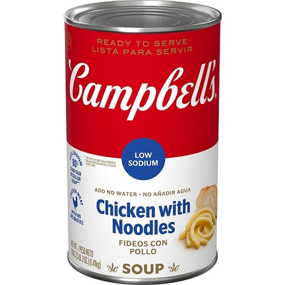 Campbell's Classic Low Sodium Chicken Noodle Soup, 12 x 50 oz Case - Prepared Foods