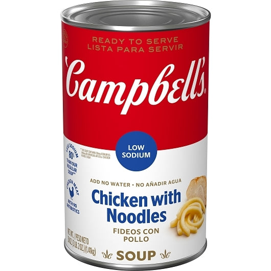 Campbell's Classic Low Sodium Chicken Noodle Soup, 12 x 50 oz Case - Prepared Foods