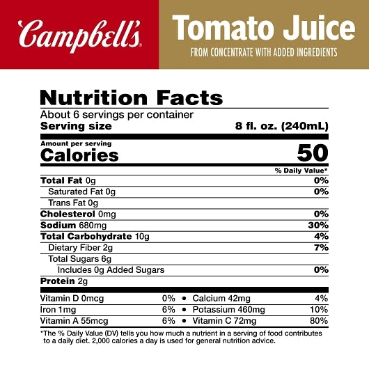 Campbells Tomato Juice Retail Tomato Juice, 6 x 46 fl oz Case - DOT product image 5