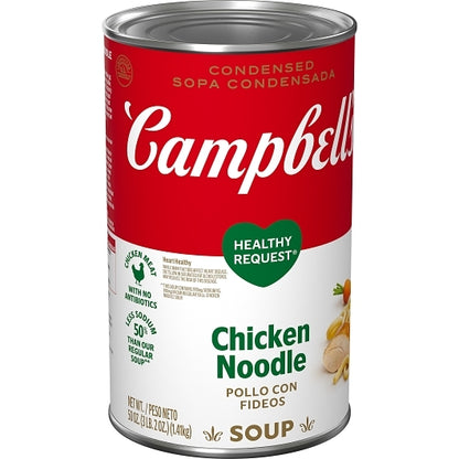 Campbell's Classic Healthy Request Chicken Noodle Condensed Shelf Stable Soup, 12 x 50 oz Case - Prepared Foods