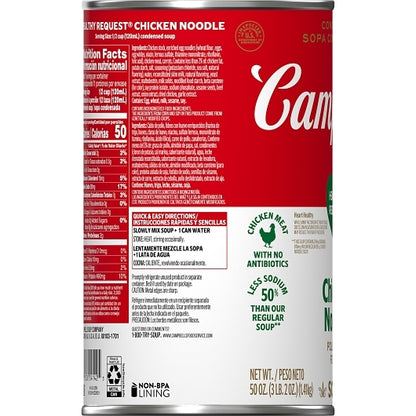 Campbell's Classic Healthy Request Chicken Noodle Condensed Shelf Stable Soup, 12 x 50 oz Case - DOT product image 2
