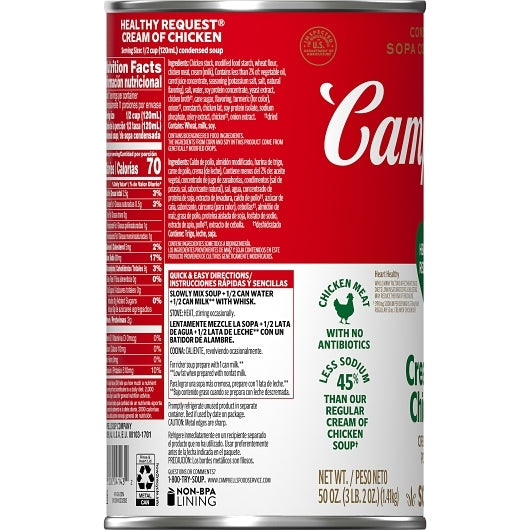 Campbell's Classic Healthy Request Cream Of Chicken Condensed Soup, 12 x 50 oz Case - DOT product image 4