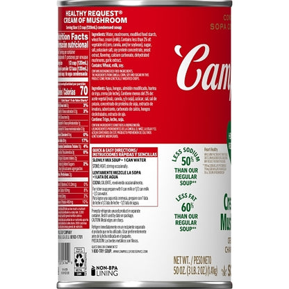 Campbells Condensed Healthy Classic Healthy Request Cream Of Mushroom Condensed Soup, 12 x 50 oz Case - DOT product image 4