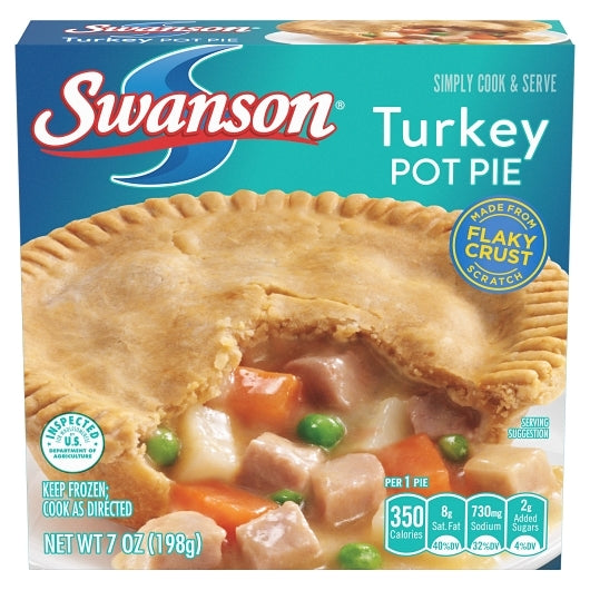 Swanson TURKEY Pot Pie, 24 x 7 oz Case - Frozen Meat & Seafood