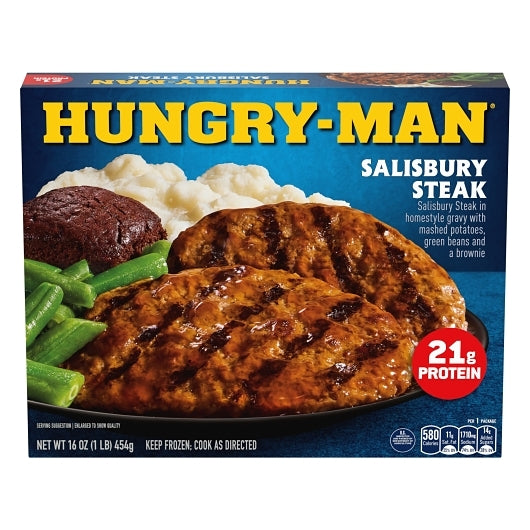 Hungry Man Salisbury Steak, 8 x 16 oz Case - Frozen Meat & Seafood