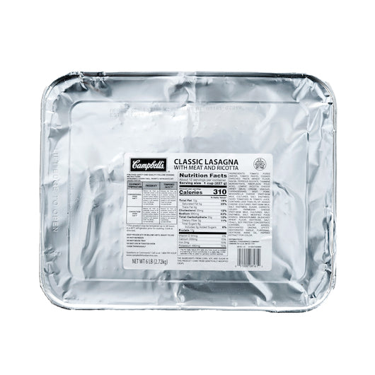 Campbell's Classic Meat Lasagna, 4 x 6 lb Case - Prepared Foods
