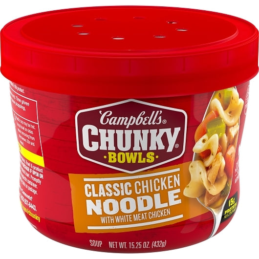 Campbell's Chunky Chicken Noodle Soup Bowl, 8 x 15.25 oz Case - Prepared Foods