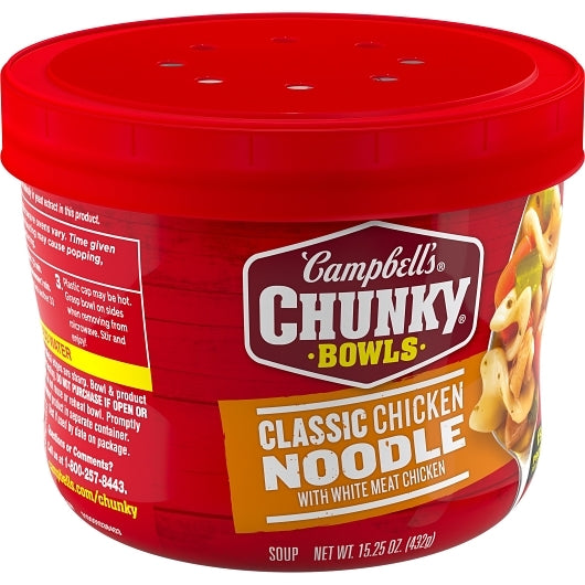 Campbell's Chunky Chicken Noodle Soup Bowl, 8 x 15.25 oz Case - Prepared Foods