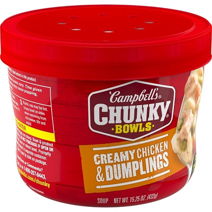 Campbell's Chunky Creamy Chicken & Dumplings Soup Microwavable Bowl, 15.25 oz. (Pack of 8) - DOT product image 3