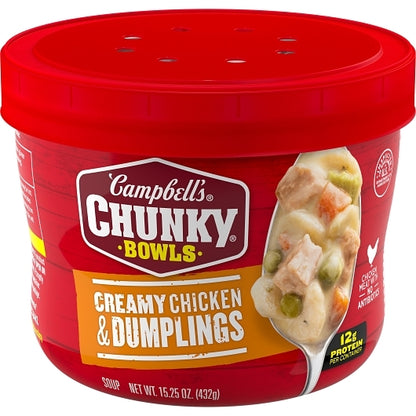Campbell's Chunky Creamy Chicken & Dumplings Soup Microwavable Bowl, 15.25 oz. (Pack of 8) - DOT product image 5