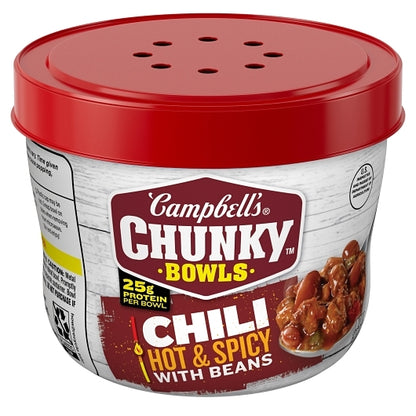 CHUNKY Firehouse Hot Chunky Hot & Spicy Chili With Beans, 8 x 15.25 oz Case - Prepared Foods