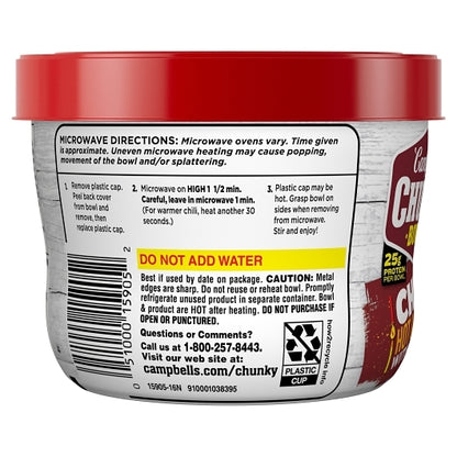 CHUNKY Firehouse Hot Chunky Hot & Spicy Chili With Beans, 8 x 15.25 oz Case - DOT product image 4
