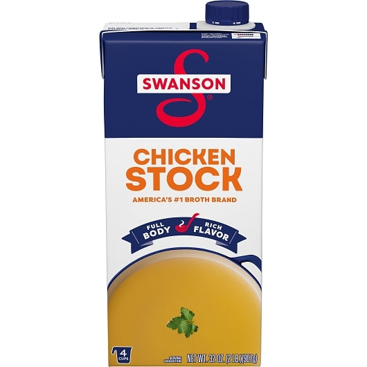 Swanson Chicken Stock, 12 x 32 oz Case - Pantry Ingredients