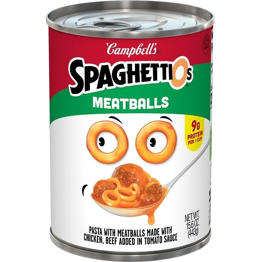 Campbell's Spaghetti O's And Meatballs Pasta, 24 x 15.6 oz Case - Pantry Ingredients
