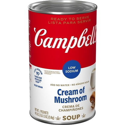 Campbells Soup Company Classic Low Sodium Cream Of Mushroom Soup, 12 x 49.5 oz Case - DOT product image 3