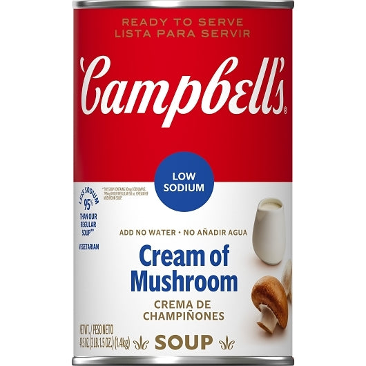 Campbells Soup Company Classic Low Sodium Cream Of Mushroom Soup, 12 x 49.5 oz Case - DOT product image 2