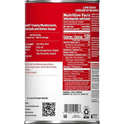 Campbells Soup Company Classic Low Sodium Cream Of Mushroom Soup, 12 x 49.5 oz Case - DOT product image 8