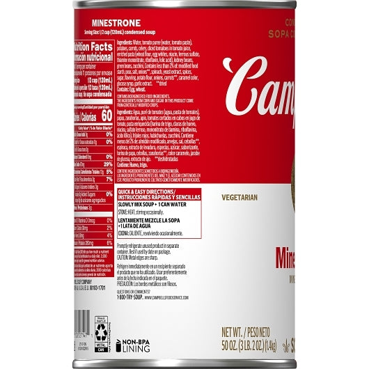 Campbell's Classic Minestrone Soup, 12 x 50 oz Case - DOT product image 5