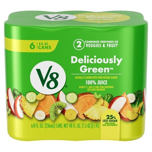 V8 Deliciously Green 100% Fruit And Vegetable Juice, 4 x 48 fl oz Case - Fruit & Sides