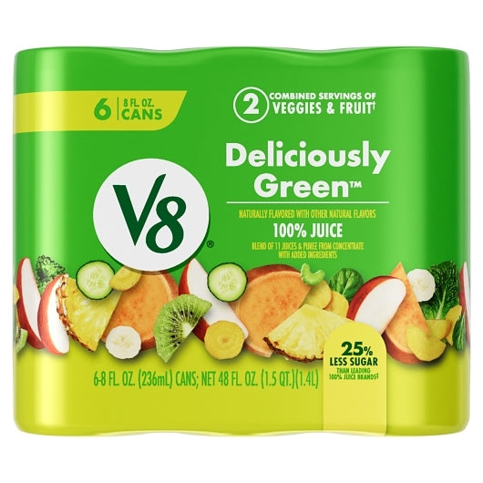 V8 Deliciously Green 100% Fruit And Vegetable Juice, 4 x 48 fl oz Case - Fruit & Sides - image 2