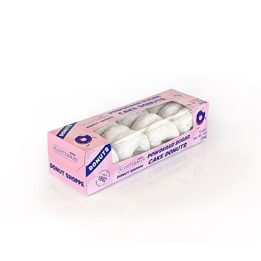 Klosterman Powdered Sugar Cake Donuts, 15 x 14 oz Case - Bakery & Desserts