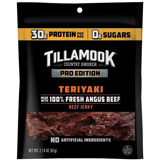 Tillamook Country Smoker Pro Edition Teriyaki Jerky, 12 x 2.14 oz Case - Meat Snacks