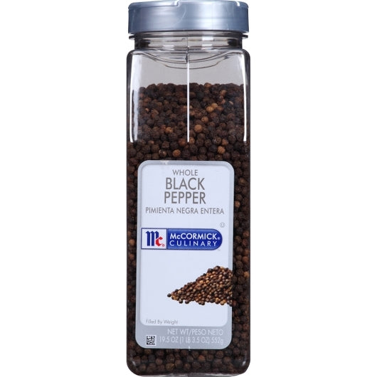 McCormick Whole Black Pepper, 6 x 19.5 oz Case - Spices Seasonings