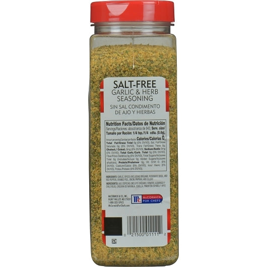 McCormick Perfect Pinch Salt Free Garlic & Herb, 6 x 20 oz Case - DOT product image 8