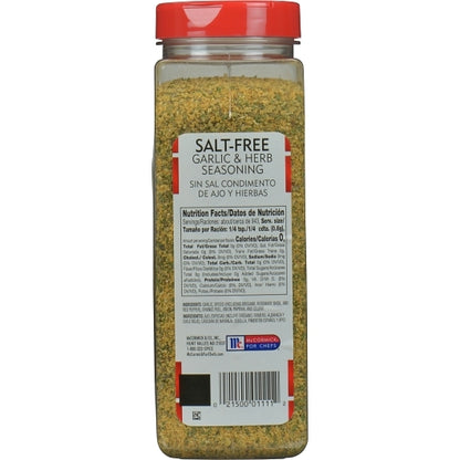 McCormick Perfect Pinch Salt Free Garlic & Herb, 6 x 20 oz Case - DOT product image 8
