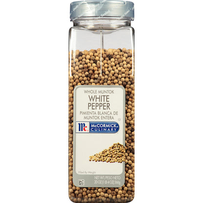 McCormick Whole White Pepper, 6 x 20 oz Case - Spices Seasonings