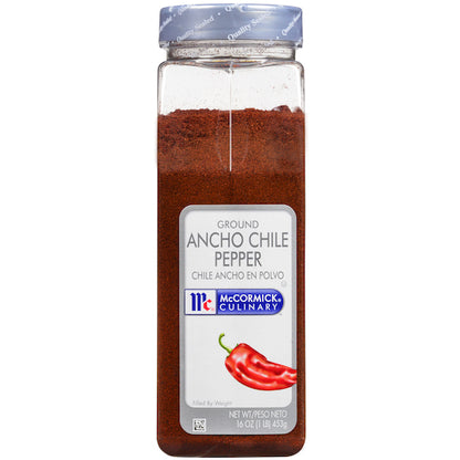 McCormick Ground Culinary Ancho Chile Pepper, 6 x 16 oz Case - Spices Seasonings