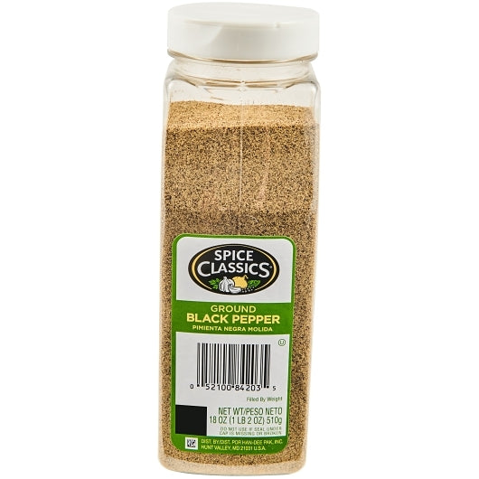 Spice Classics Ground Black Pepper, 6 x 18 oz Case - Spices Seasonings