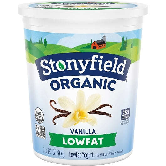 Stonyfield Farm Low Fat Vanilla Yogurt, 6 x 32 oz Case - Cheese & Dairy