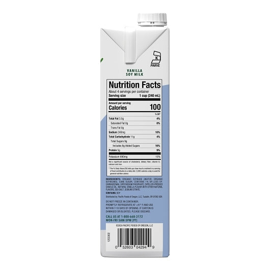 Pacific Natural Foods Original Barista Series Vanilla Soy Milk, 12 x 32 fl oz Case - DOT product image 6