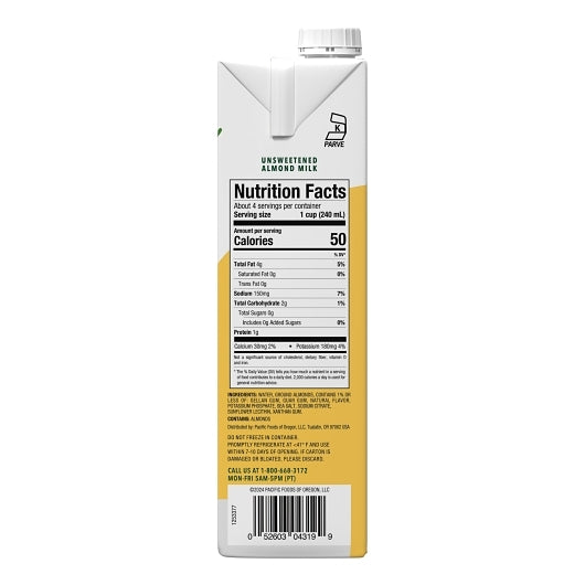 Barista Unsweetened Almond Milk, 12 x 32 fl oz Case - DOT product image 6