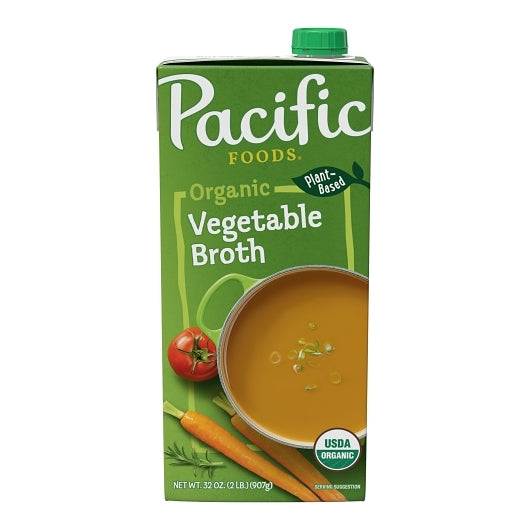 Pacific Foods Organic Vegetable Broth, 12 x 32 oz Case - Pantry Ingredients