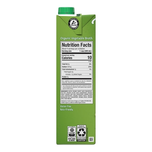 Pacific Foods Organic Vegetable Broth, 12 x 32 oz Case - DOT product image 4