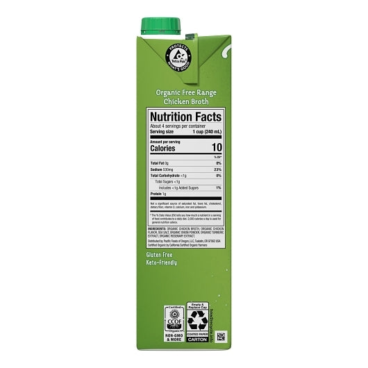 Pacific Foods Organic Free Range Chicken Broth, 12 x 32 oz Case - DOT product image 4